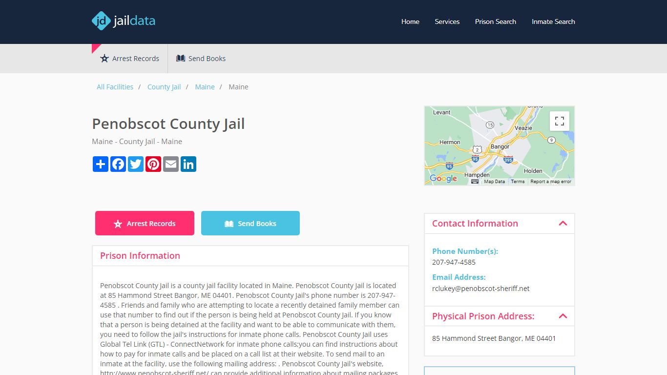 Penobscot County Jail Inmate Search and Prisoner Info - Bangor, ME